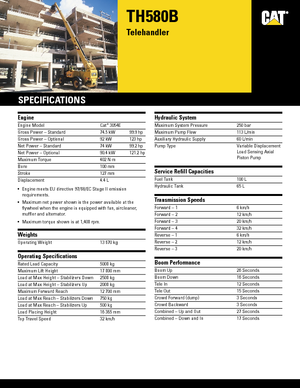 Chariot Élévateur Télescopique Caterpillar TH 580 B