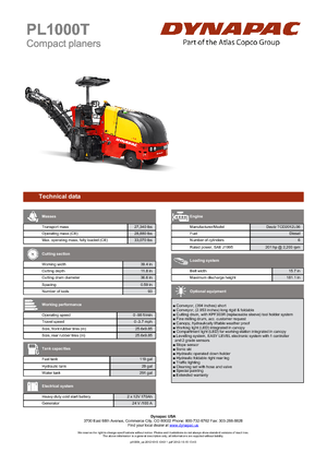Découpeuse de chaussée Dynapac PL 1000 T