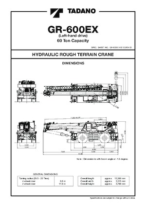 Grues tous-terrains Tadano GR-600EX-3