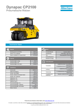 Rouleaux sur pneus Dynapac CP 2100