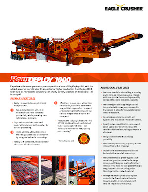 Concasseurs mobiles Eagle Crusher RapiDeploy 1000