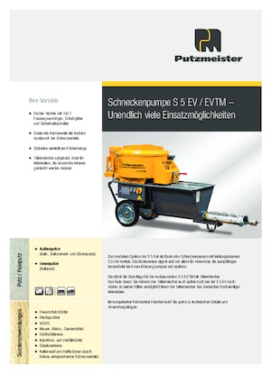 Pompes à vis sans fin Putzmeister S 5 EVTM