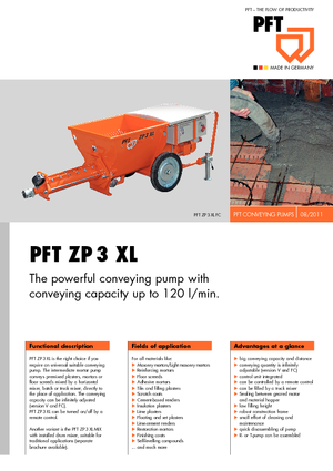 Pompes à vis sans fin PFT ZP 3 XL V
