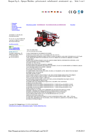 Pulverisateurs Automoteurs Bargam Mac 2000 ES C