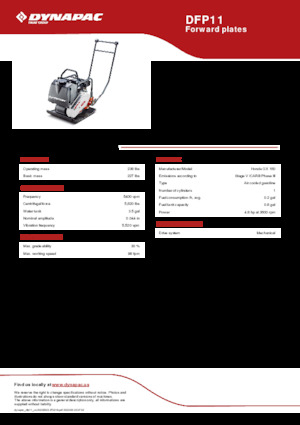 Plaques vibrantes unidirectionnelles Dynapac DFP11