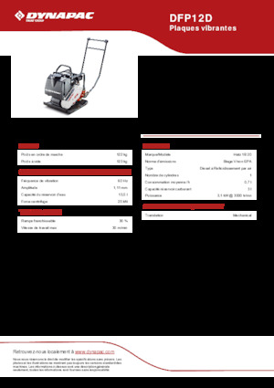 Plaques vibrantes unidirectionnelles Dynapac DFP12D