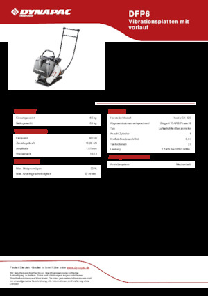 Plaques vibrantes unidirectionnelles Dynapac DFP6