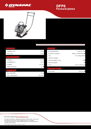 Plaques vibrantes unidirectionnelles Dynapac DFP6