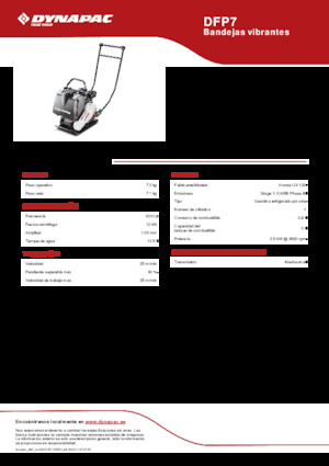 Plaques vibrantes unidirectionnelles Dynapac DFP7
