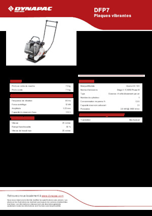 Plaques vibrantes unidirectionnelles Dynapac DFP7