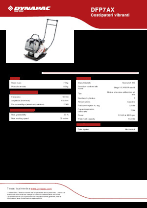 Plaques vibrantes unidirectionnelles Dynapac DFP7AX