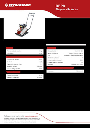 Plaques vibrantes unidirectionnelles Dynapac DFP8