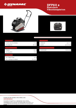 Plaques vibrantes unidirectionnelles Dynapac DFP8X e