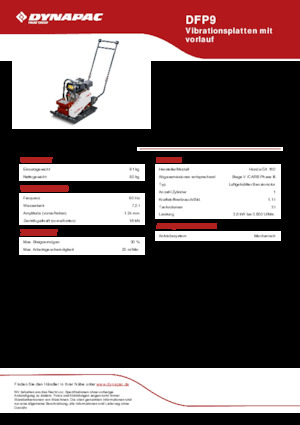 Plaques vibrantes unidirectionnelles Dynapac DFP9