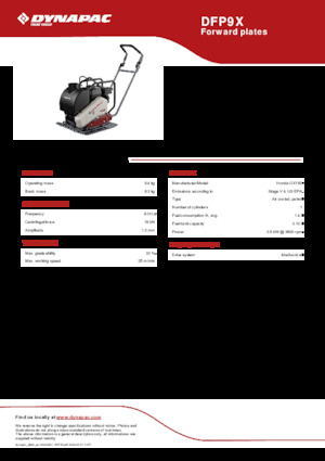 Plaques vibrantes unidirectionnelles Dynapac DFP9X