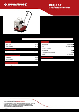 Plaques vibrantes unidirectionnelles Dynapac DFQ7AX