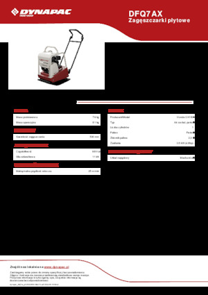 Plaques vibrantes unidirectionnelles Dynapac DFQ7AX