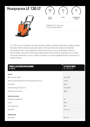 Plaques vibrantes unidirectionnelles Husqvarna LF 130 LT