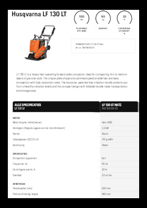 Plaques vibrantes unidirectionnelles Husqvarna LF 130 LT