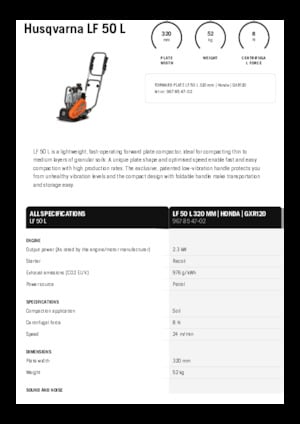 Plaques vibrantes unidirectionnelles Husqvarna LF 50 L