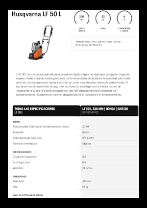 Plaques vibrantes unidirectionnelles Husqvarna LF 50 L