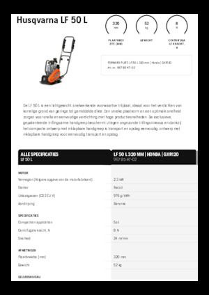 Plaques vibrantes unidirectionnelles Husqvarna LF 50 L