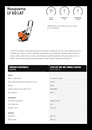 Plaques vibrantes unidirectionnelles Husqvarna LF 60 LAT