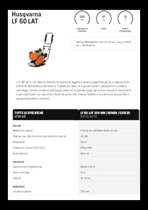 Plaques vibrantes unidirectionnelles Husqvarna LF 60 LAT