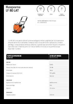 Plaques vibrantes unidirectionnelles Husqvarna LF 80 LAT