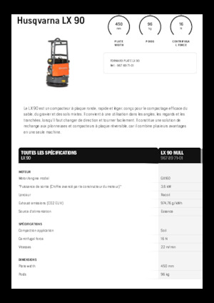 Plaques vibrantes unidirectionnelles Husqvarna LX 90