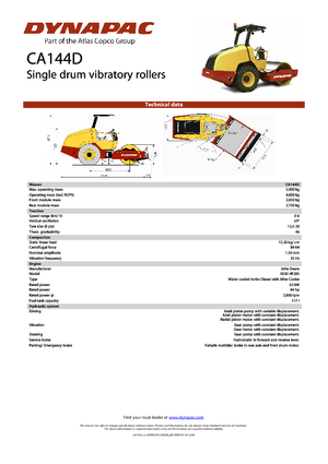 Rouleaux monocylindres Dynapac CA 144 D