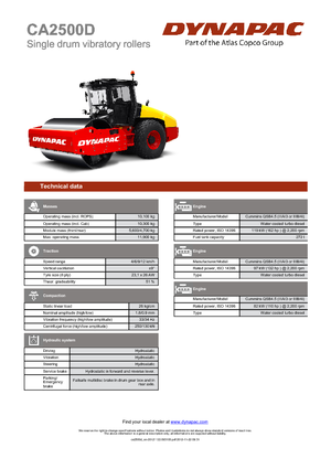 Rouleaux monocylindres Dynapac CA 2500 D