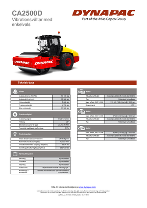Rouleaux monocylindres Dynapac CA 2500 D