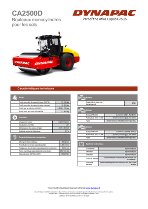 Rouleaux monocylindres Dynapac CA 2500 D