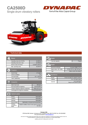 Rouleaux monocylindres Dynapac CA 2500 D
