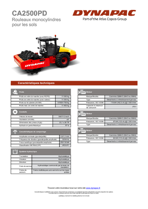 Rouleaux monocylindres Dynapac CA 2500 PD