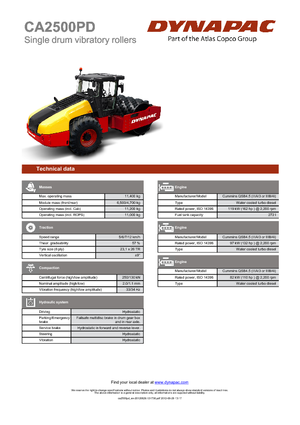 Rouleaux monocylindres Dynapac CA 2500 PD