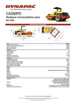 Rouleaux monocylindres Dynapac CA 260 PD