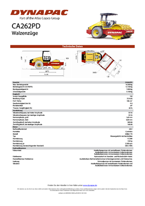 Rouleaux monocylindres Dynapac CA 262 PD