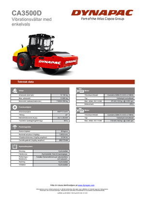 Rouleaux monocylindres Dynapac CA 3500 D