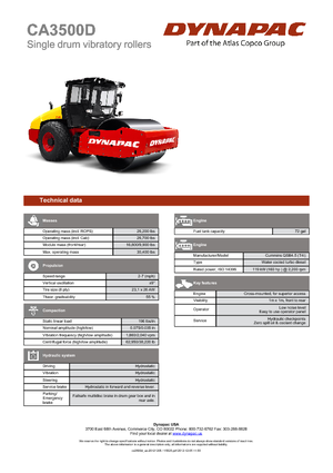 Rouleaux monocylindres Dynapac CA 3500 D