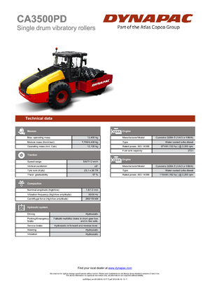 Rouleaux monocylindres Dynapac CA 3500 PD