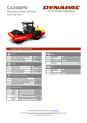 Rouleaux monocylindres Dynapac CA 3500 PD
