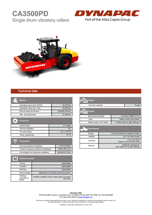 Rouleaux monocylindres Dynapac CA 3500 PD