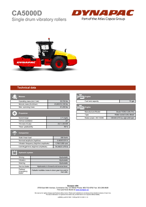 Rouleaux monocylindres Dynapac CA 5000 D