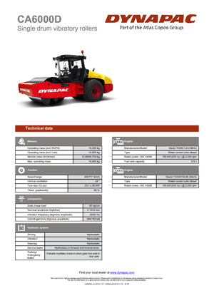 Rouleaux monocylindres Dynapac CA 6000 D