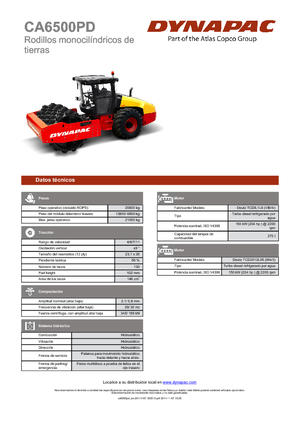 Rouleaux monocylindres Dynapac CA 6500 PD