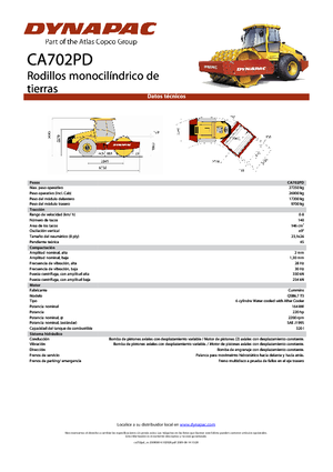 Rouleaux monocylindres Dynapac CA 702 PD
