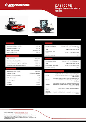 Rouleaux monocylindres Dynapac CA1400PD