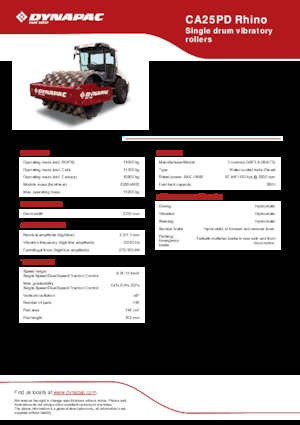 Rouleaux monocylindres Dynapac CA25PD Rhino